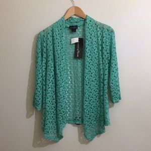 NWT Seafoam Green Open Knit Cardigan